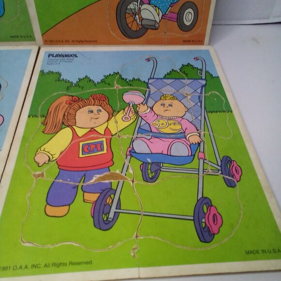 Vintage 1991 Cabbage Patch Kids Puzzles Wood Lot of 4 Playskool Ages 2-5 - Picture 4 of 11
